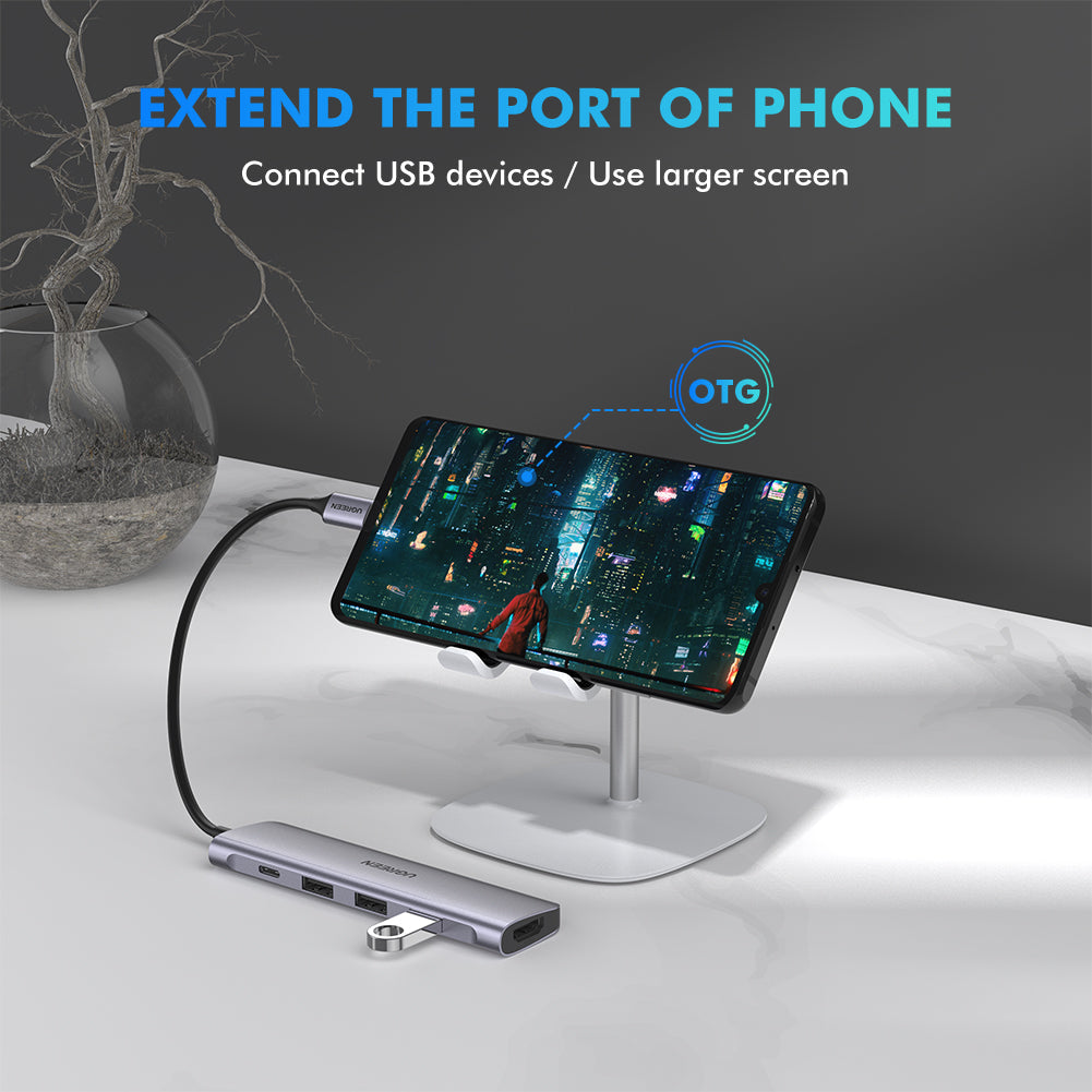 5-in-1 USB-C Multiport – HDMI + 3 USB 3.0 + 100W PD Charging Hub