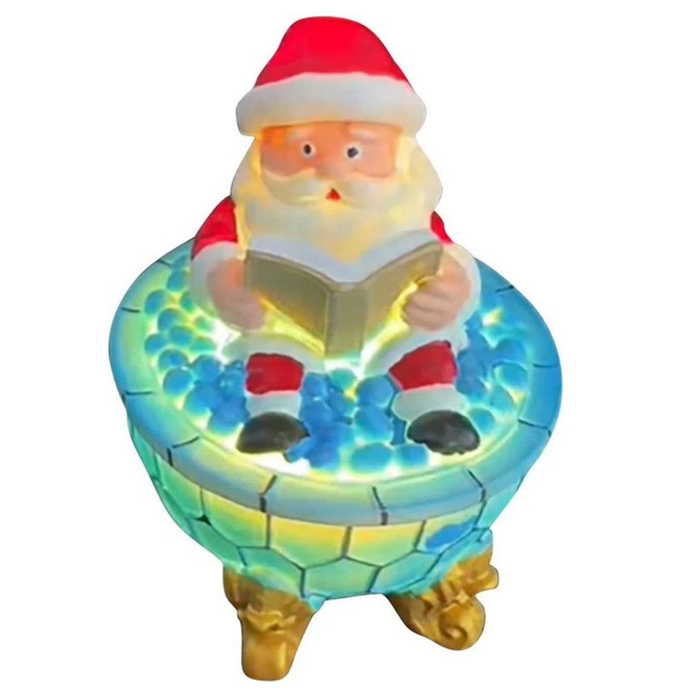 Christmas Santa Bubble Bath Lamp, Cute Santa Reading Books USB LED Lamp Decor