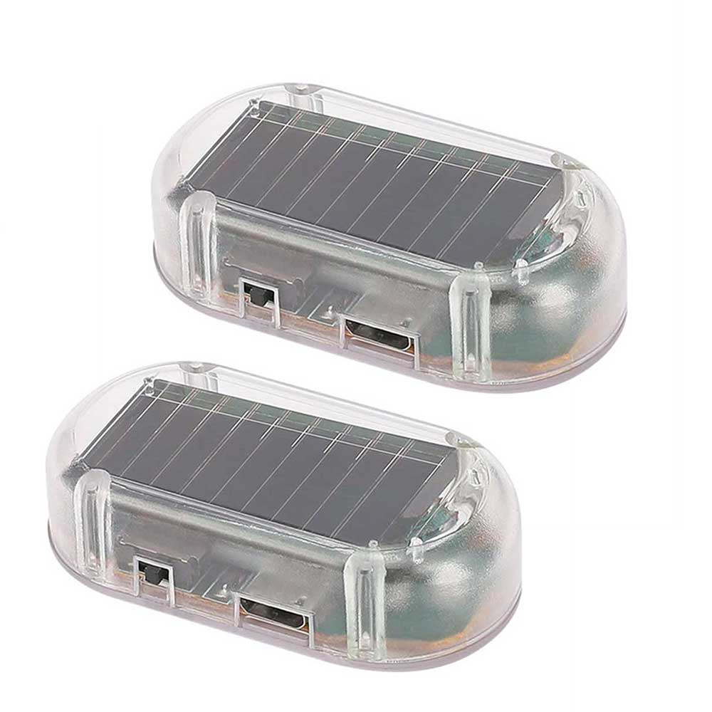 2PCS Solar Dummy Alarm LED Lights - Car Anti-Theft Flashing Warning Security