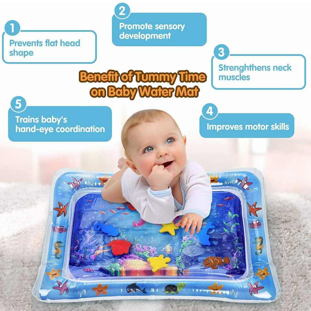 Baby Water Play Mat Inflatable For Infants Toddlers Fun Tummy Time Sea World