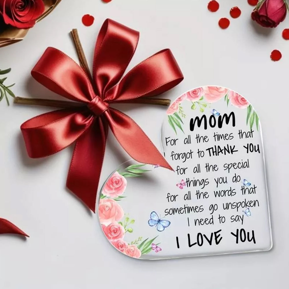 Heart Shaped Acrylic Plaque for Mum - Unique Mother's Day & Christmas Gift