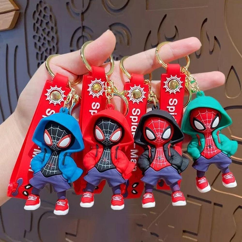 4-Pack Spider-Man Keychain – 3D Figure Keyring, Marvel Bag Charm for Collectors