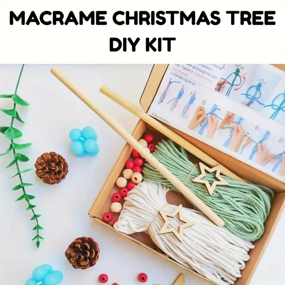 2-Pack Knitted Christmas Tree DIY Kit – Macrame Wall Hanging Decor for Festive Home Crafting