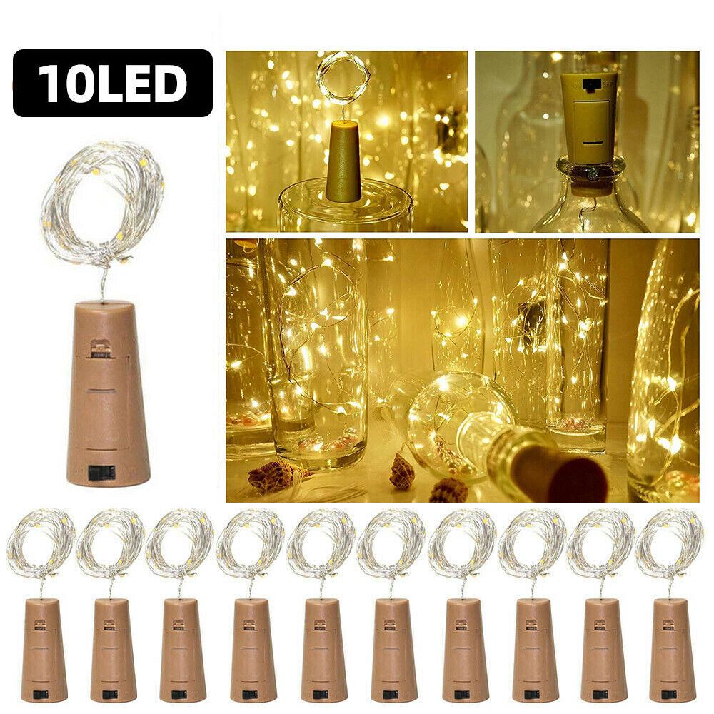 10-Pack LED Fairy Bottle Lights Copper Wire String Lights with Cork Stoppers for Wine Bottle & DIY Decor