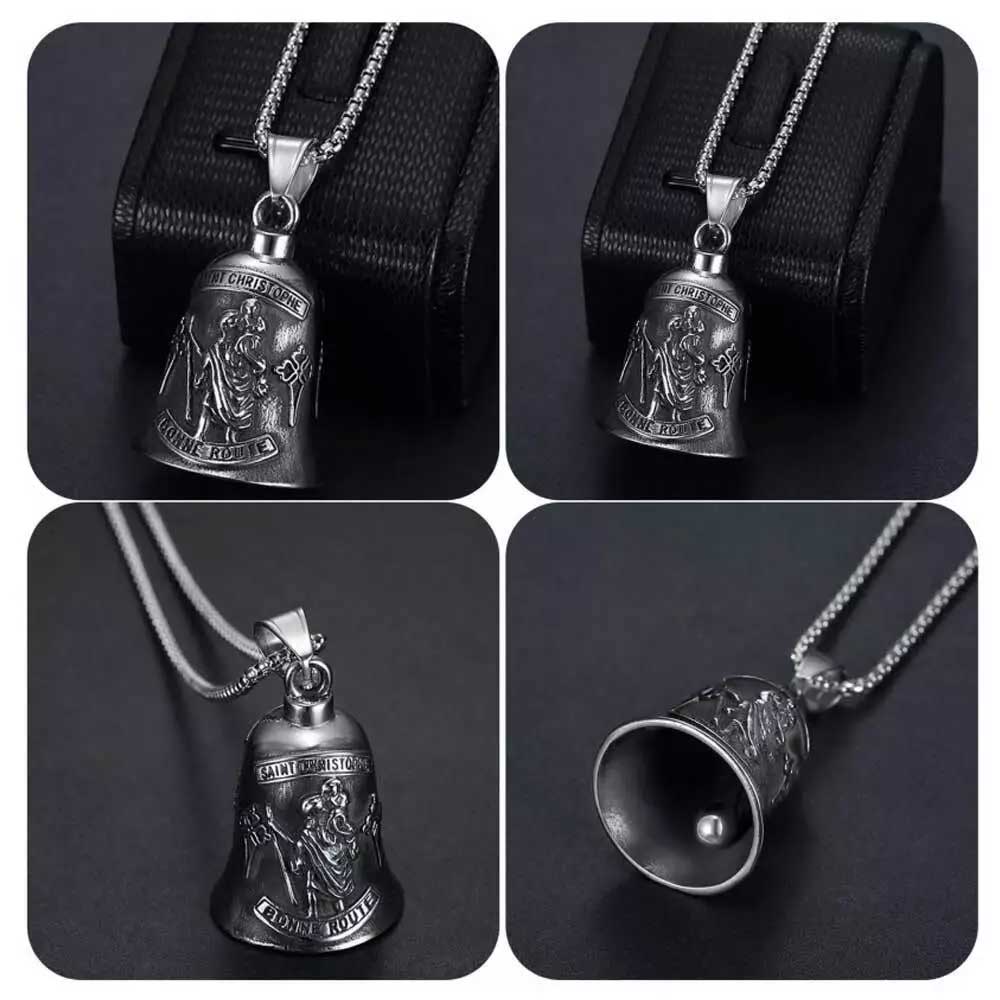 St. Christopher Guardian Bell Motorcycle Lucky Bell Stainless Steel Ride Bells No Chains
