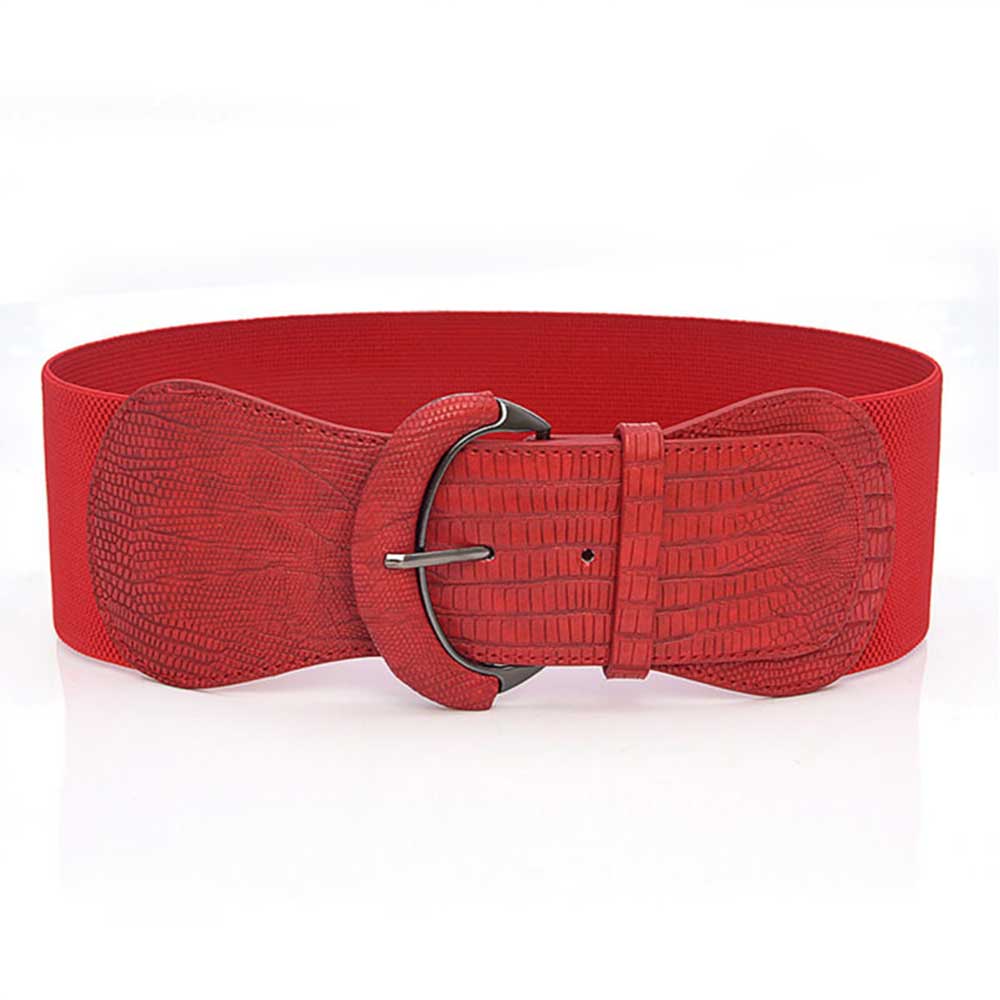 Wide Belt 75CM Women Ladies Faux Leather Wide Stretch Elastic Buckle Cinch Waist