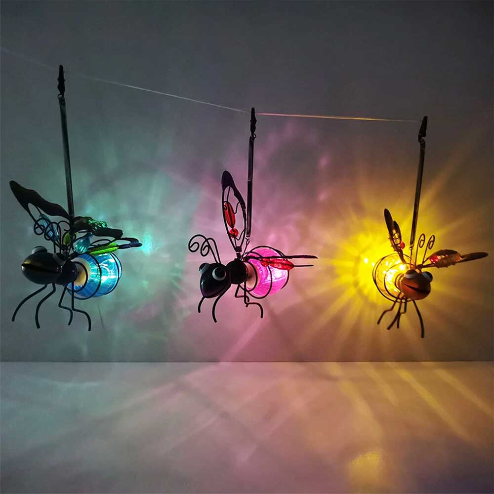 Solar Hanging Bee Light Waterproof Outdoor Hanging Tree Ornament Garden Decor