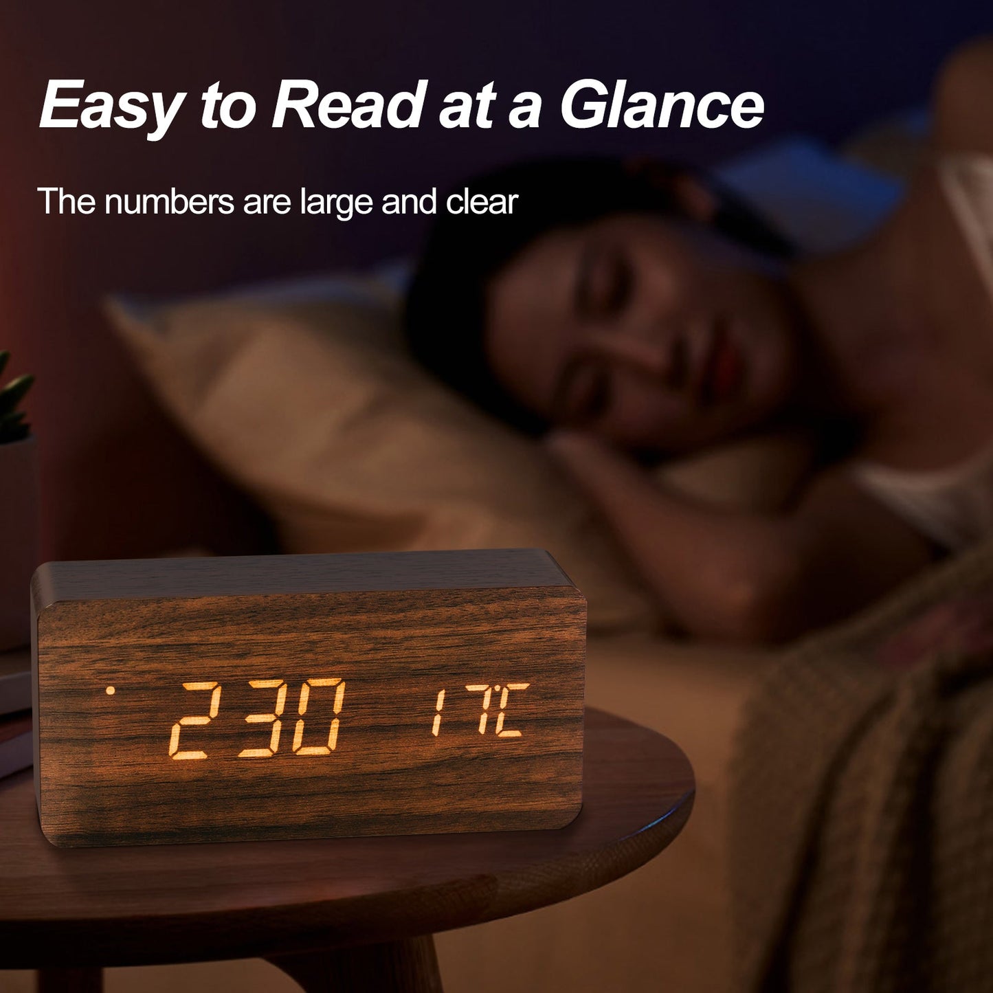 Sound Control Digital Alarm Clock & Thermometer