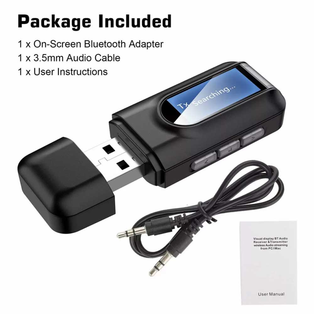 USB Bluetooth 5.0 Transmitter Receiver 4 IN 1 Wireless Audio 3.5mm Aux Adapter
