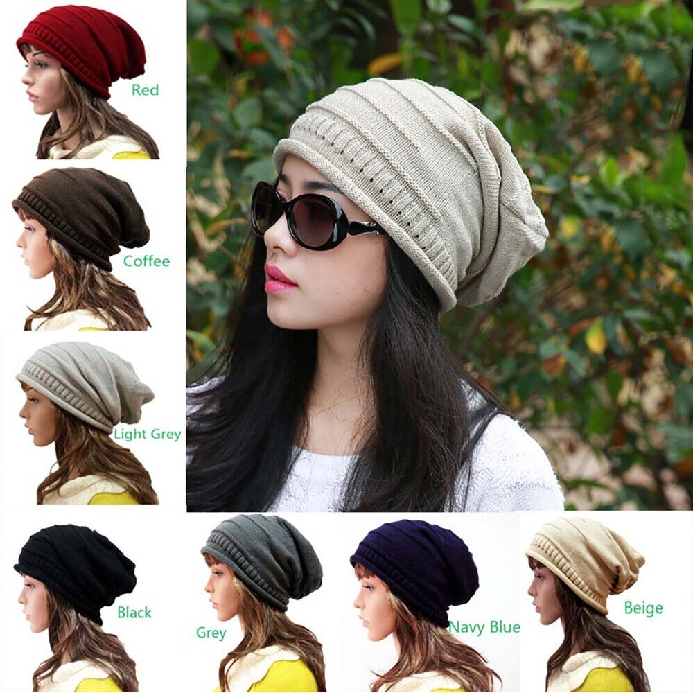 Women Men Hiphop Crochet Knitted Slouch Oversize Warm Baggy Beanie Hat Cap Beret