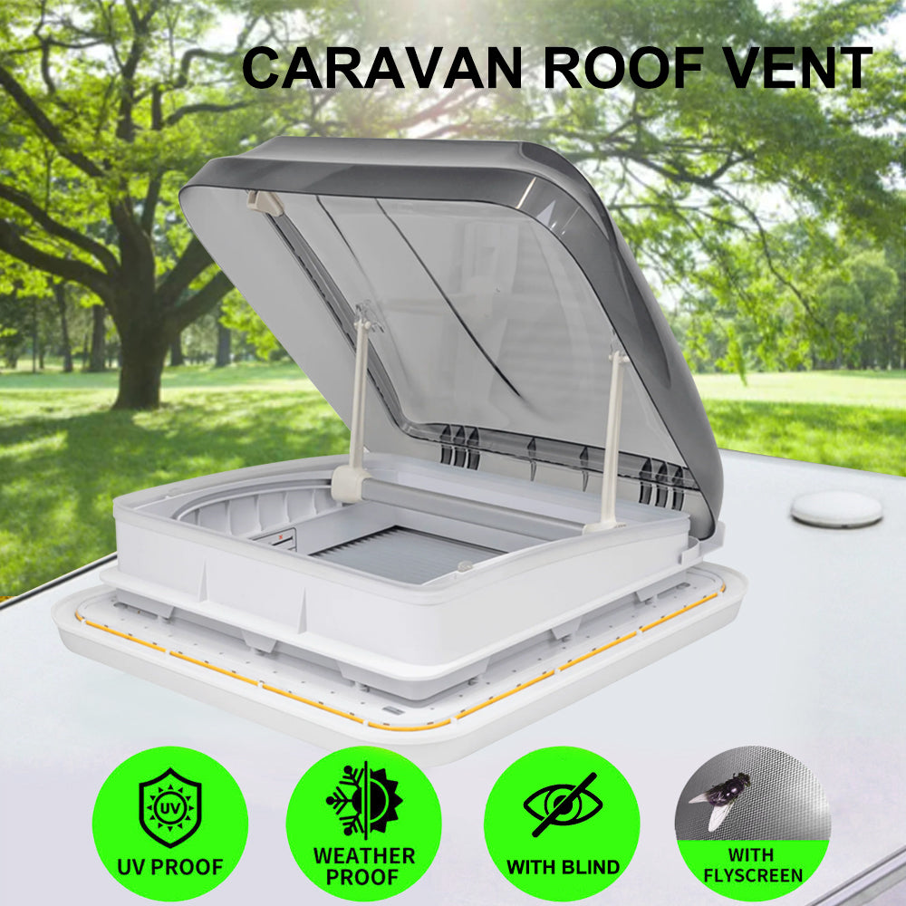 Caravan Roof Hatch 400 × 400mm – Skylight with Pleated Blind & LED Halo