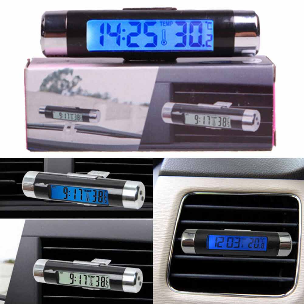 Dashboard Digital Car LCD Backlight Calendar Clock Blue Thermometer Time