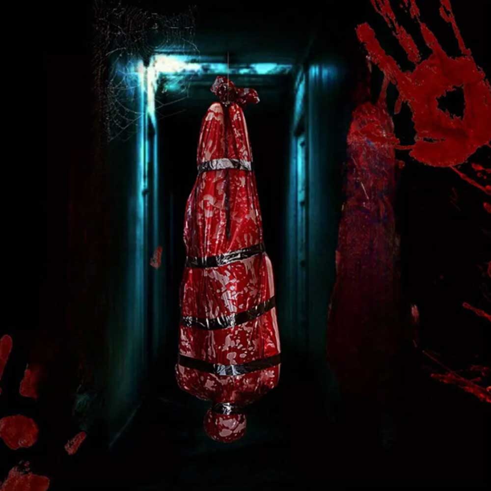 Halloween Scary Fake Dead Victim Props Corpse in Bag Outdoor Ornament Decor