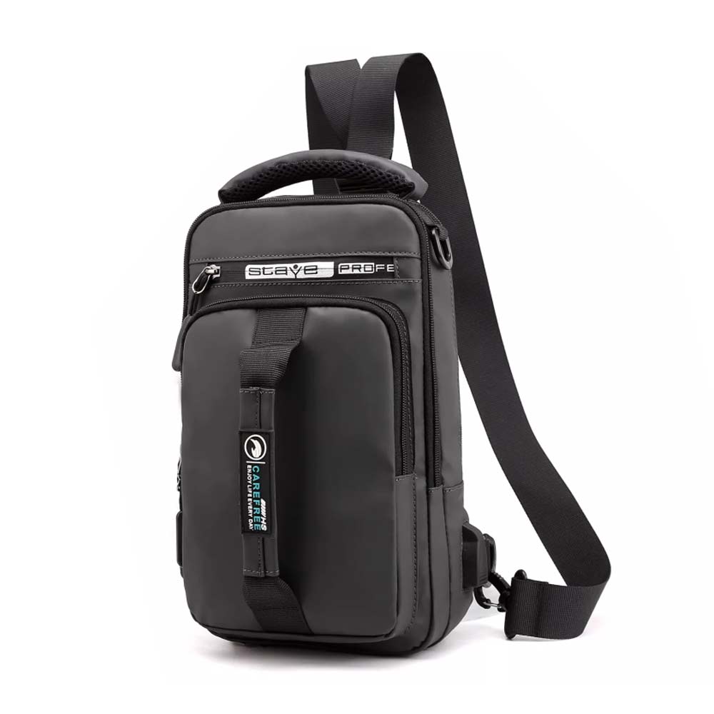 Men's Anti-Theft Sling Crossbody Backpack – Chest Shoulder Messenger Bag with USB Port