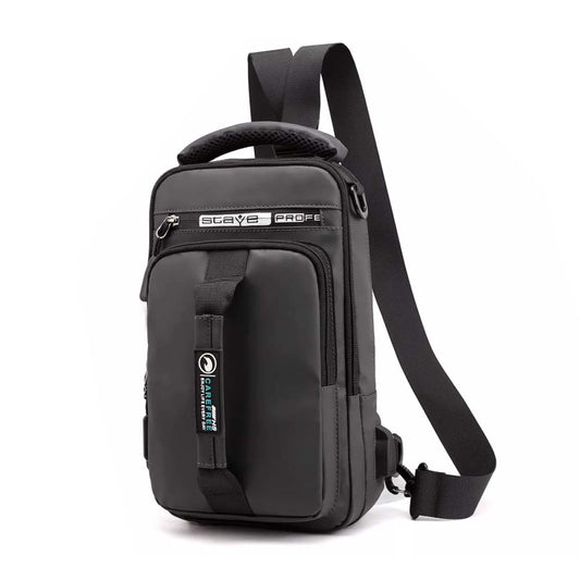 Men's Anti-Theft Sling Crossbody Backpack – Chest Shoulder Messenger Bag with USB Port
