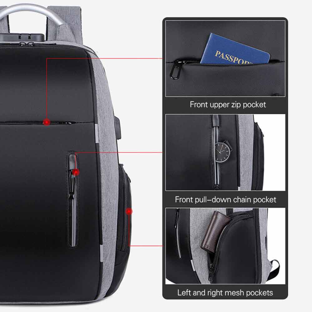 Anti-Theft Backpack School Travel Laptop Bag with USB Charging Port Waterproof