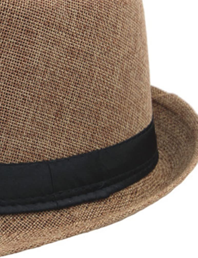 Men's Fedora Hat Trilby Summer Beach Sun Straw Hats Men Womens Panama Cap Brim