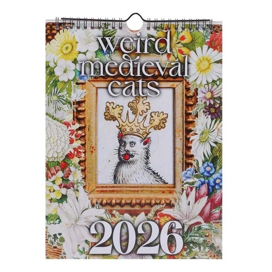 2026 Weird Medieval Cats Calendar - Funny Ugly Cat Art Gag Wall Calendar
