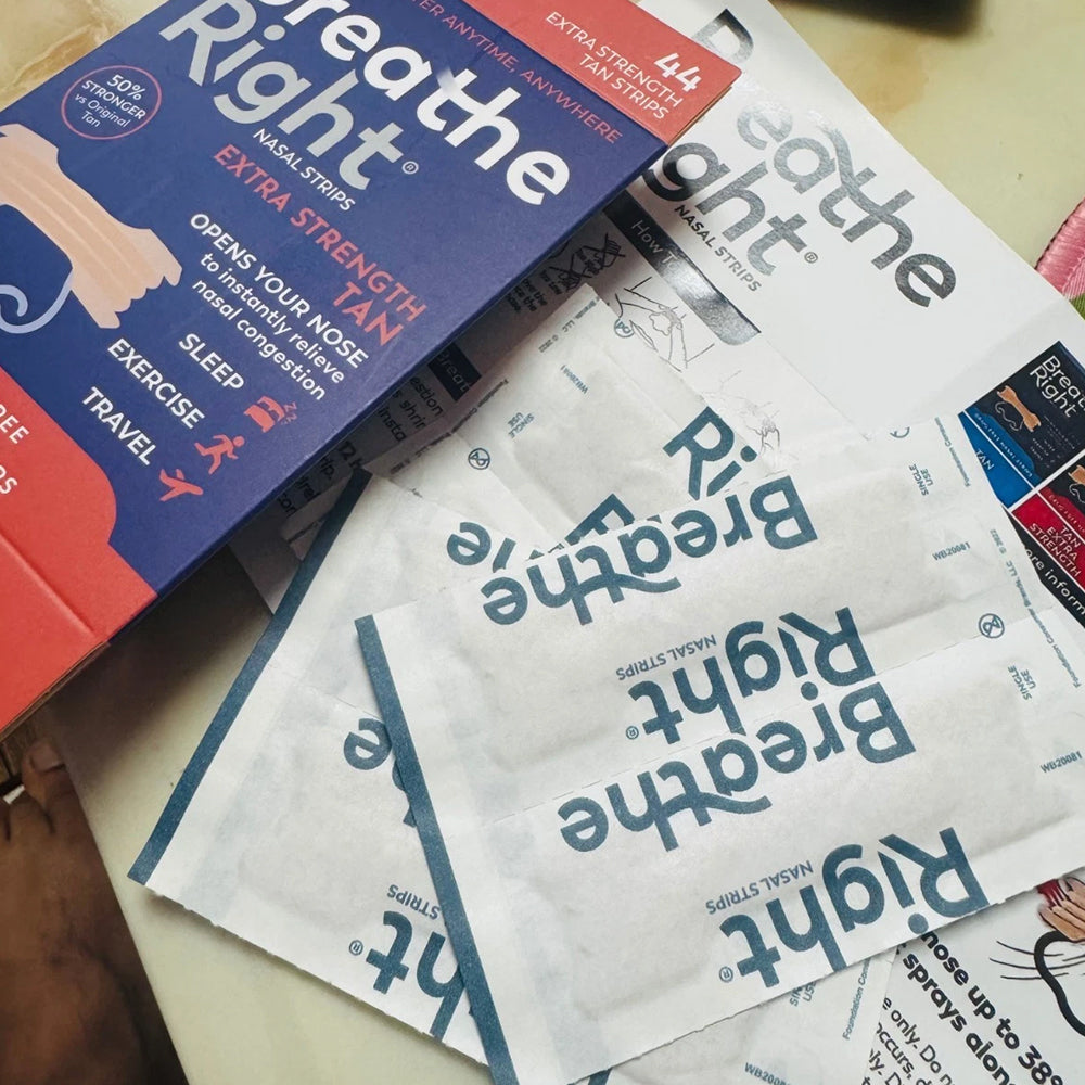 Breathe Right Extra Strength Nasal Strips, Tan 44 Count | Drug-Free Snoring Relief & Instant Nasal Congestion Aid