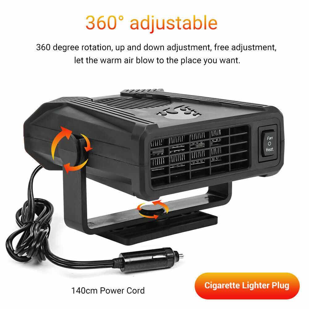 Portable 300W Electric Car Heater 12V DC Cooling Fan Defogger Defroster Demister