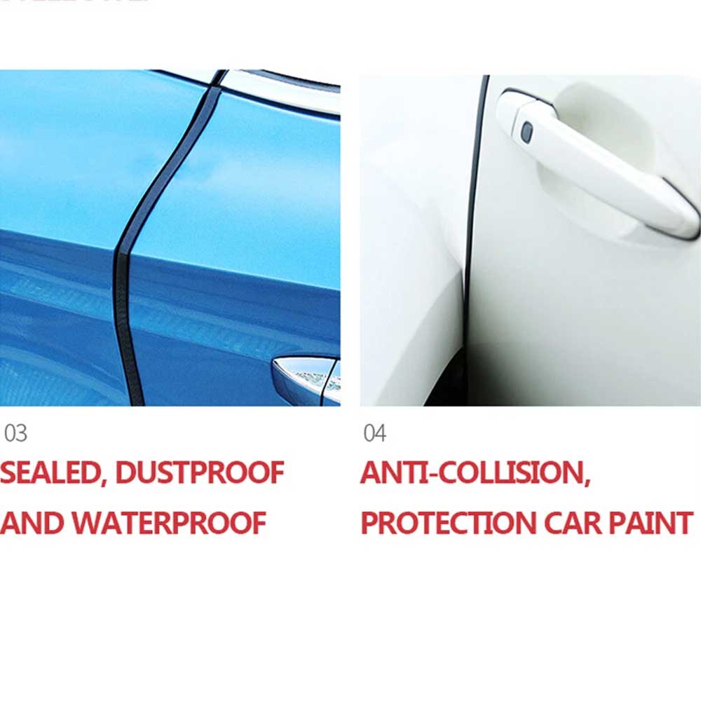 5M Car Door Edge Protector Strip - U-Shape Rubber Trim Guard Seal Black