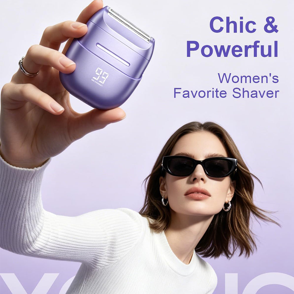 Women’s Waterproof Shaver – Dual-Blade Electric Razor for Sensitive Skin, USB LED