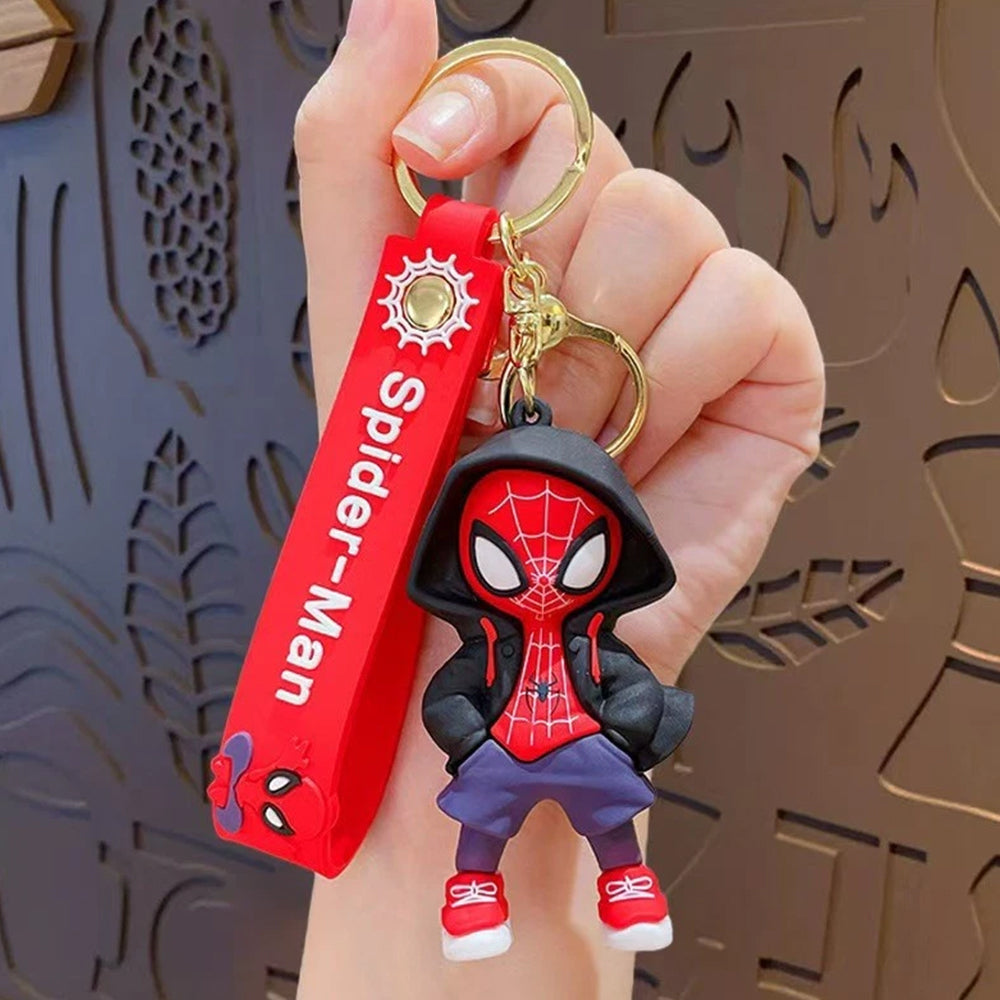 4-Pack Spider-Man Keychain – 3D Figure Keyring, Marvel Bag Charm for Collectors