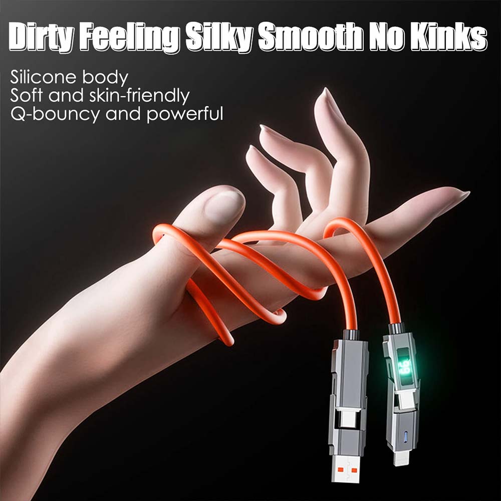 4-in-1 Digital Display USB-C PD Fast Charging Cable 100W for iPhone Android