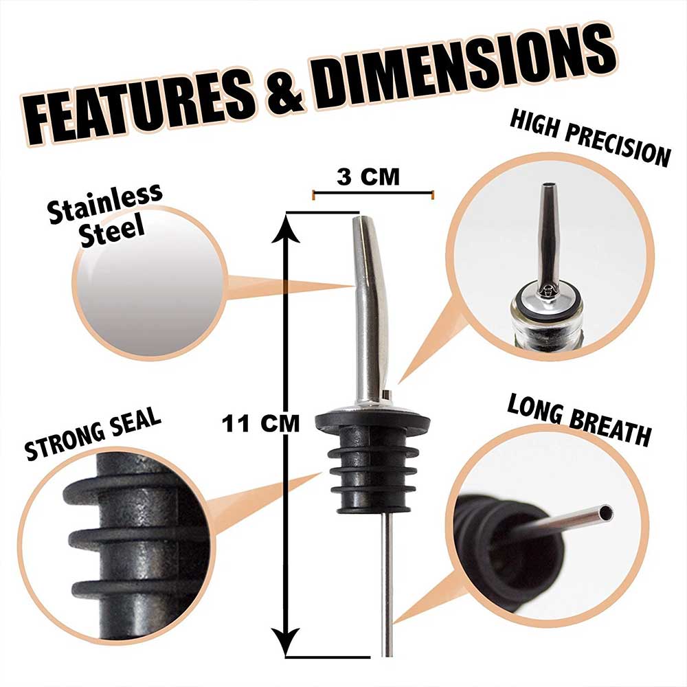 10 x Stainless Steel Bottle Spouts Oil Wine Liquor Pourer Dispenser Pour Stopper