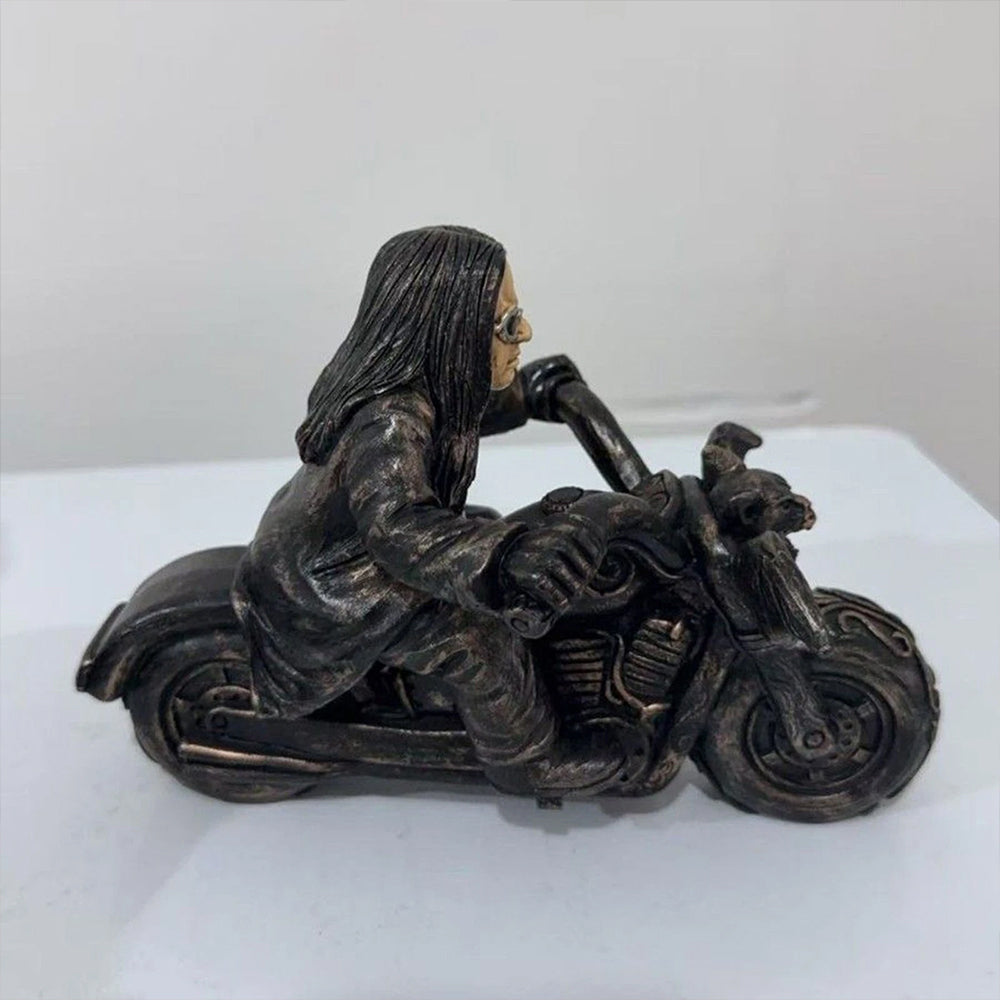 Retro Ozzy Motorcycle Rider Statue Figurine Desk Fans Decor