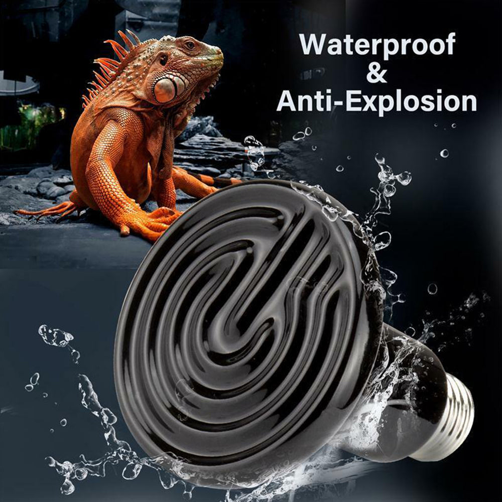 2-Pack 150W Ceramic Heat Emitter – E27 Infrared Heat Lamp for Reptiles, No-Light 24/7 Heating