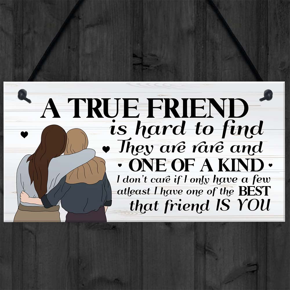 Wooden Friendship Gift for Best Friend – “True Friend” Wall Decor, Birthday & Christmas Gift for Her