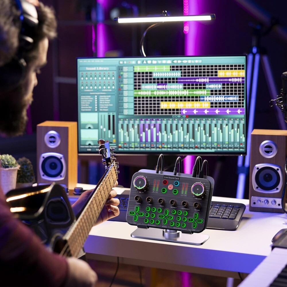Professional Live Audio Mixer with DJ Mixer Live Sound Effects & Voice Changer