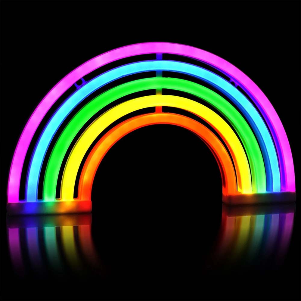 Rainbow LED Neon Light Stand - Colourful Wall Desk Lamp Room Decor