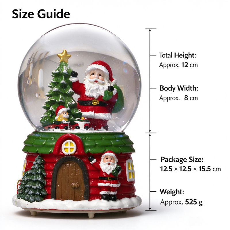 Musical Snow Globe – Christmas Tree & Santa House 12cm Tabletop Decoration