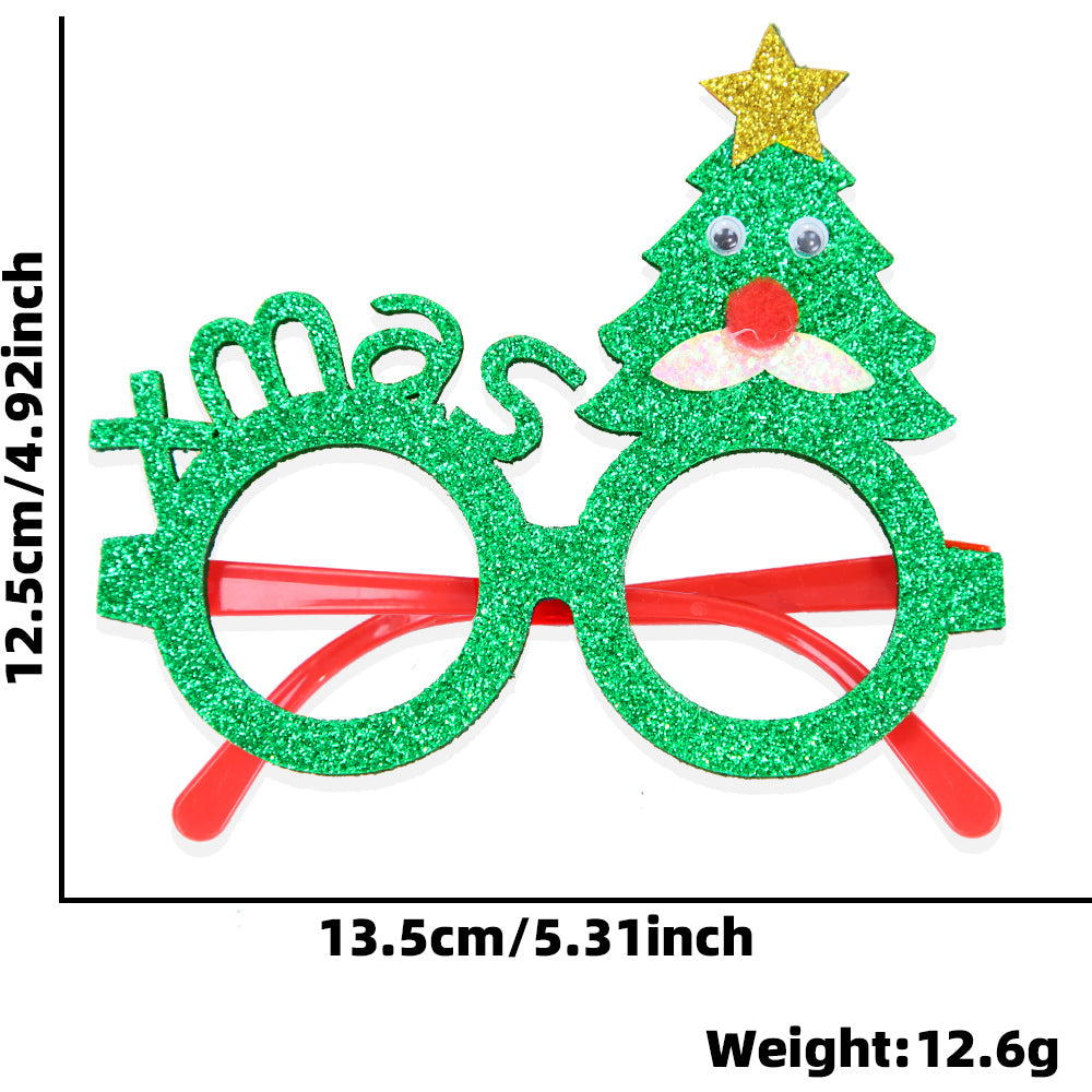 Festive Christmas Glasses – Glitter Reindeer & Tree Party Frame Decoration