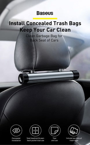 Car Back Seat Trash Bag Dispenser - Compact Metal Organizer with 40 Trash Bags