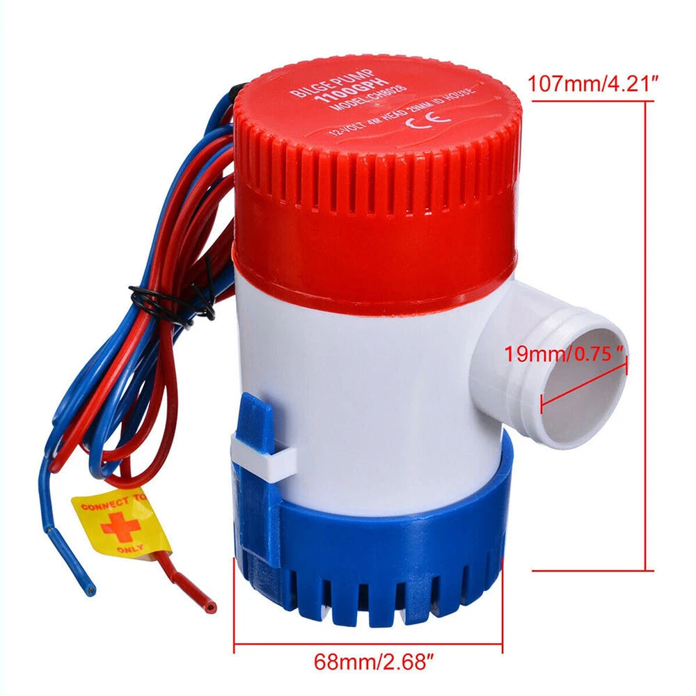 1100GPH 12V Electric Marine Bilge Pump Submersible Water Pump for Yacht Boat