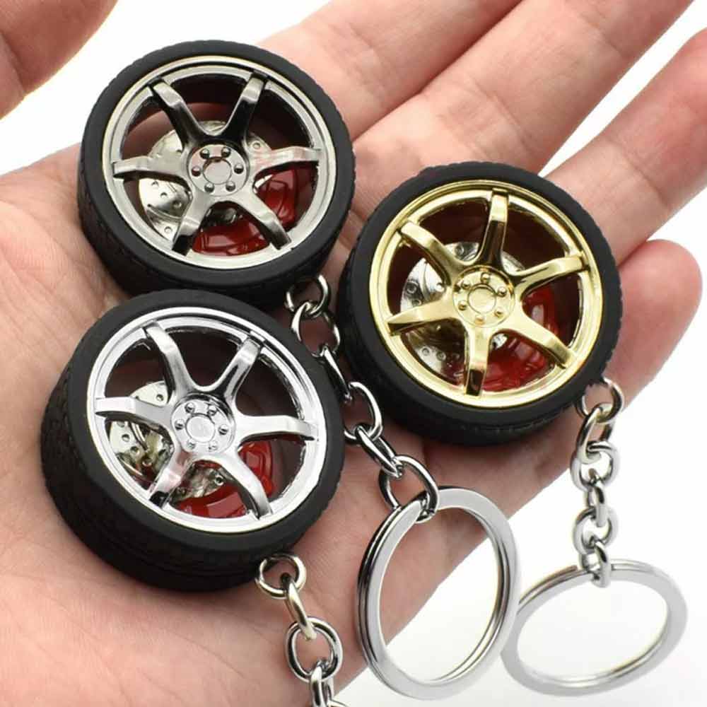 Simulation Tire Car Wheel Keychain Chain Brake Discs Key Ring RIM Wheel Keyring