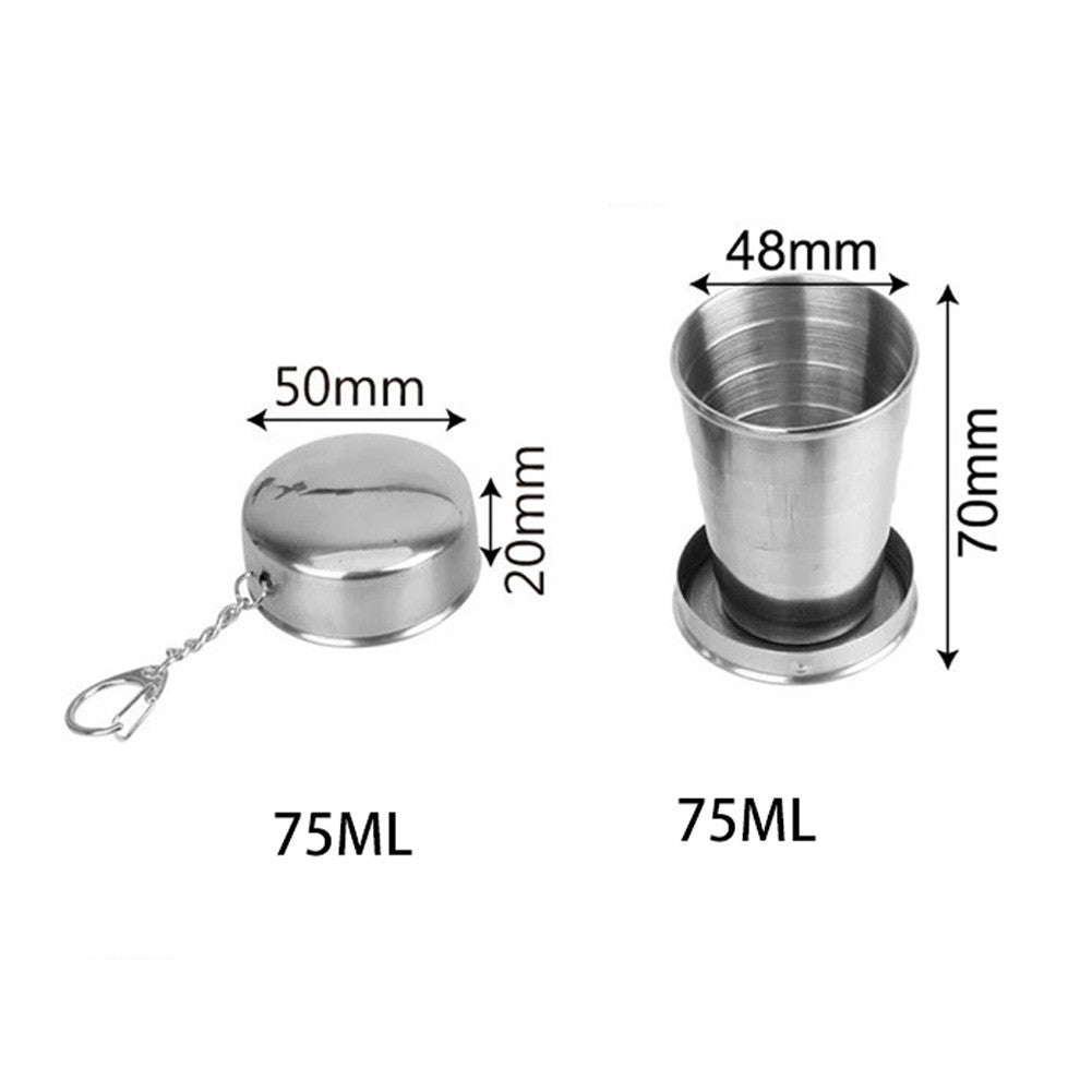 304 Stainless Folding Cup – Telescopic Mug for Campers & Hikers, Portable