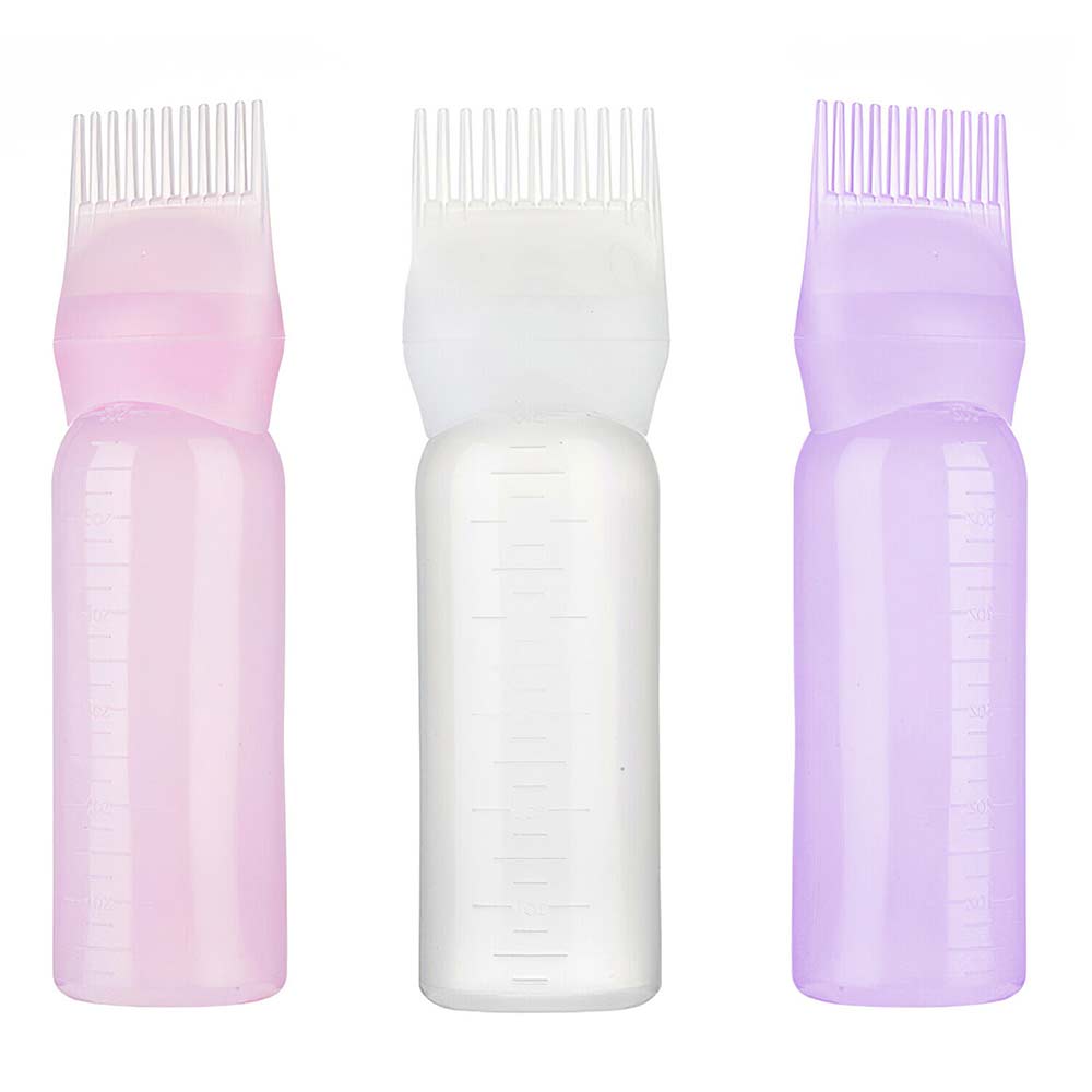 3pcs Root Comb Applicator Bottle with Graduated Scale Hairstyling Hairdressing