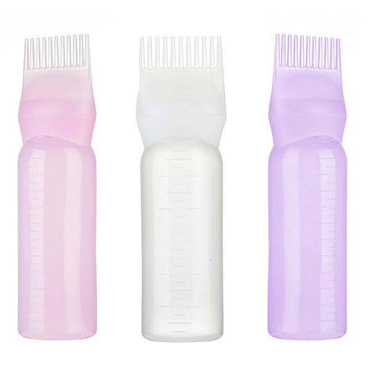 3pcs Root Comb Applicator Bottle with Graduated Scale Hairstyling Hairdressing