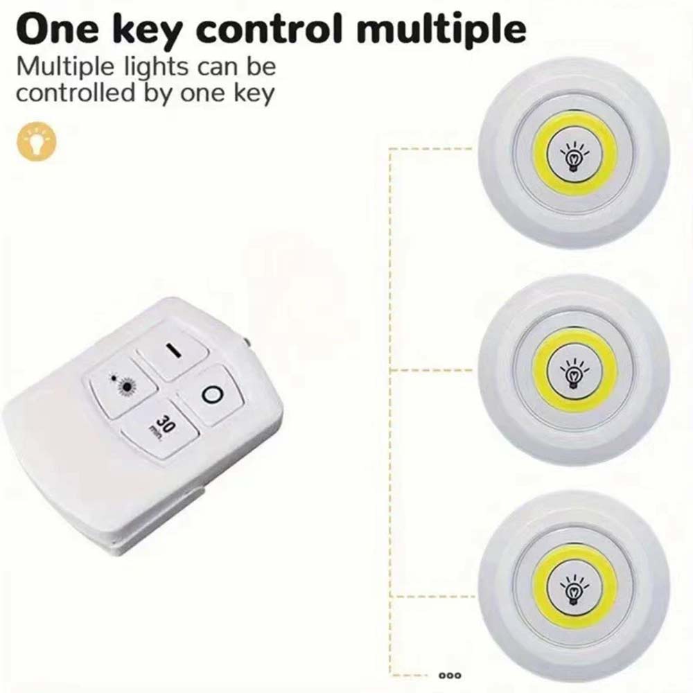 3PCS Remote LED Push Lights - Dimmable Under Cabinet Lights with Timer