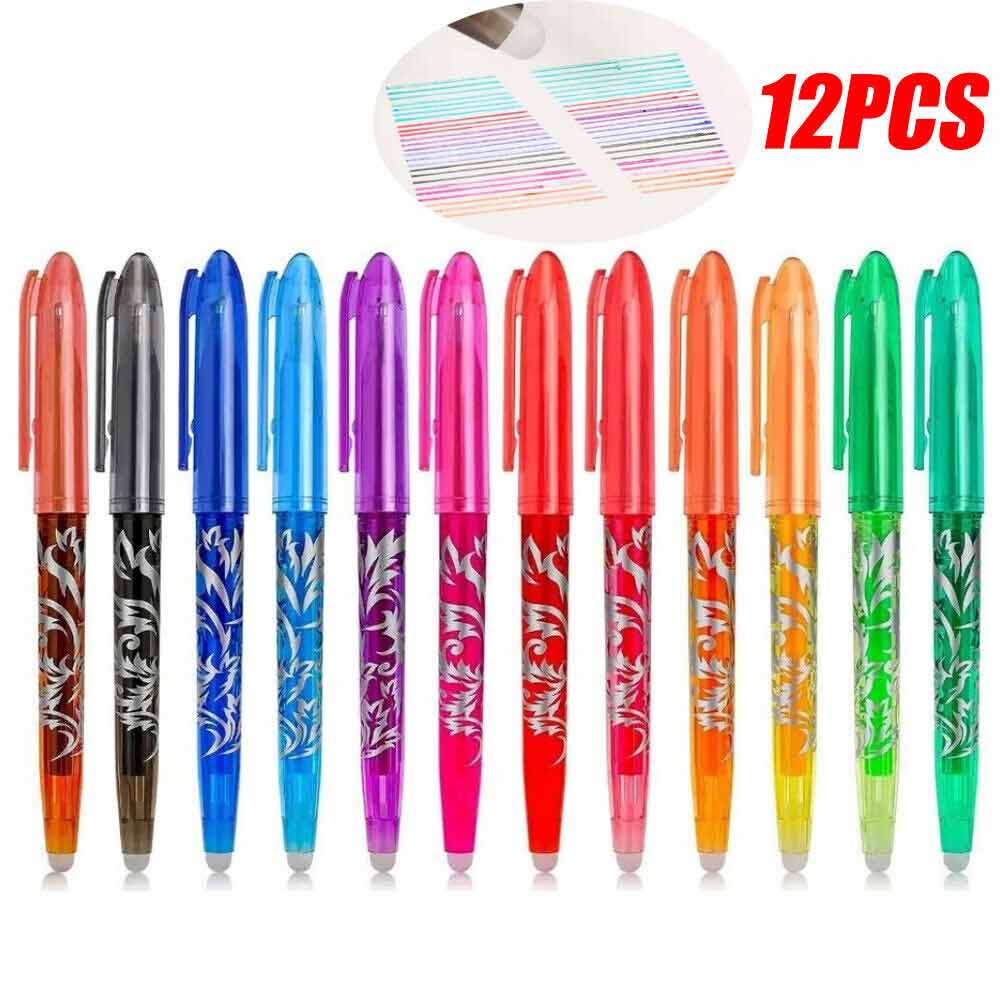12 Colors Erasable Gel Pens 0.7mm Ink Pens For Drawing Taking Notes Handwriting
