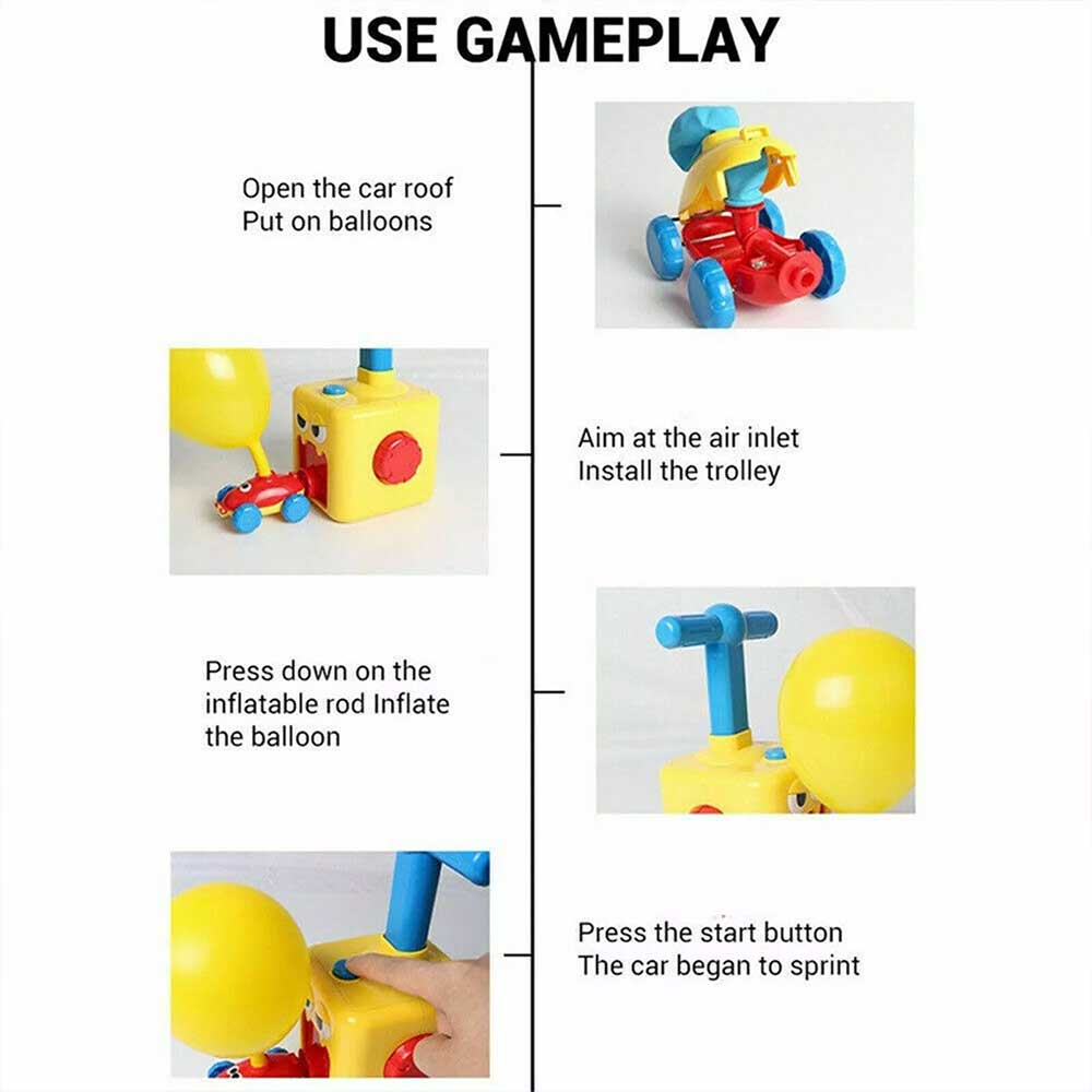 Inertia Balloon Powered Car Balloon Launcher Toy Kid Creative Science Experiment