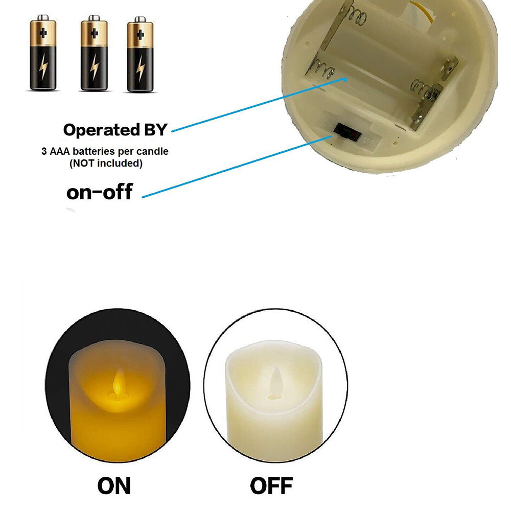 3Pcs Flameless LED Candles Battery Operated Flickering Flame Remote Control Gift