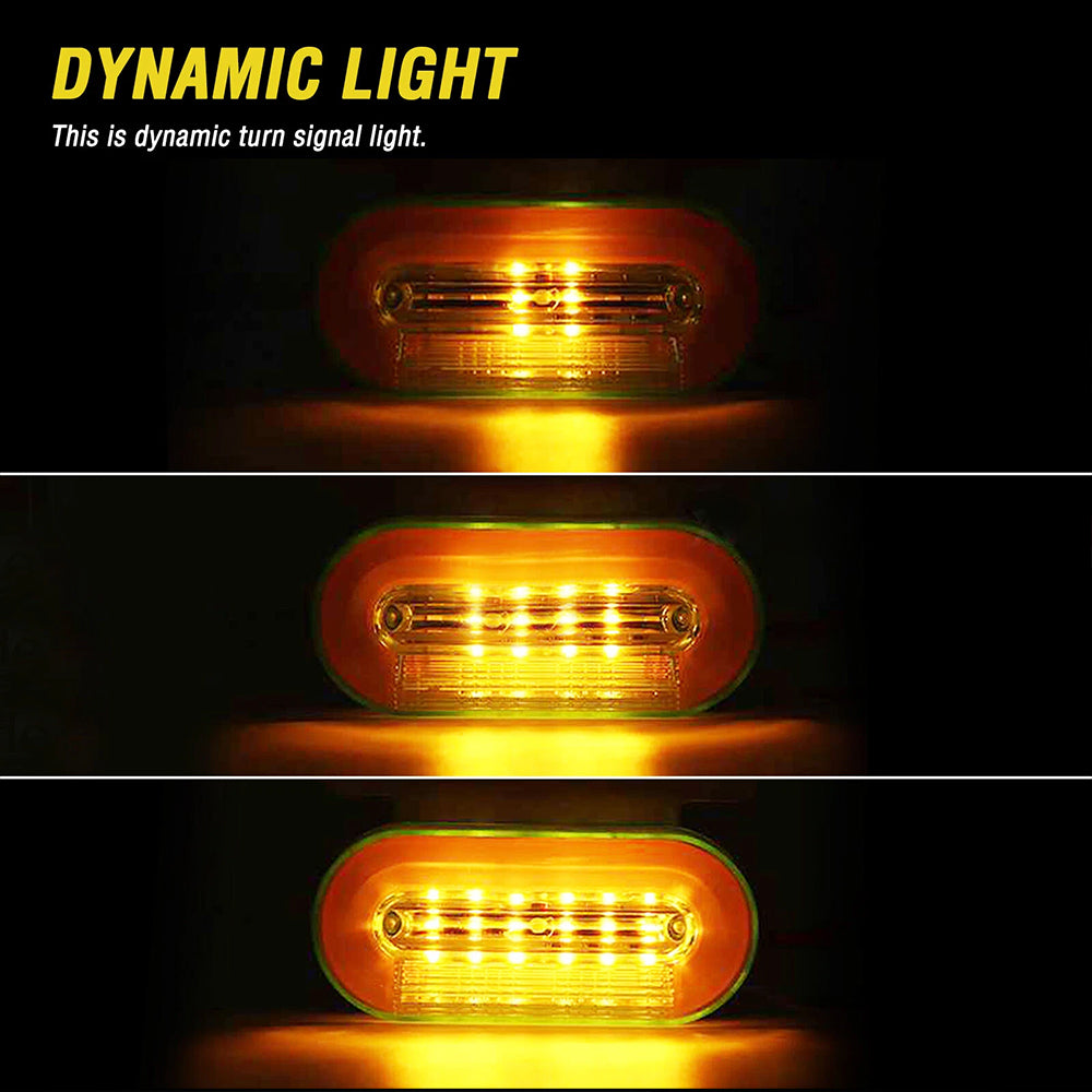 4X 24V Truck Side Marker Light Dynamic LED Yellow Trailer Lorry Van Bus Caravan