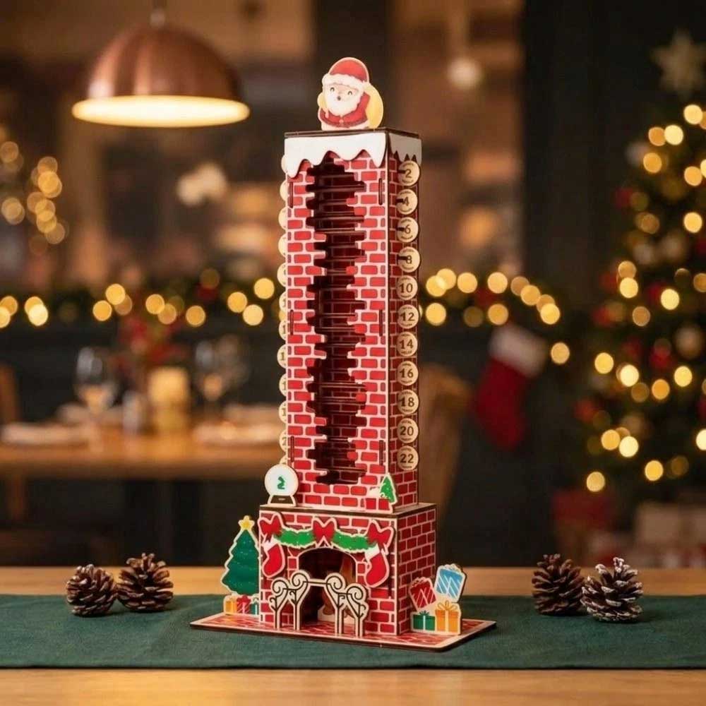 24-Day Santa Chimney Advent Calendar – Wooden Christmas Countdown Puzzle
