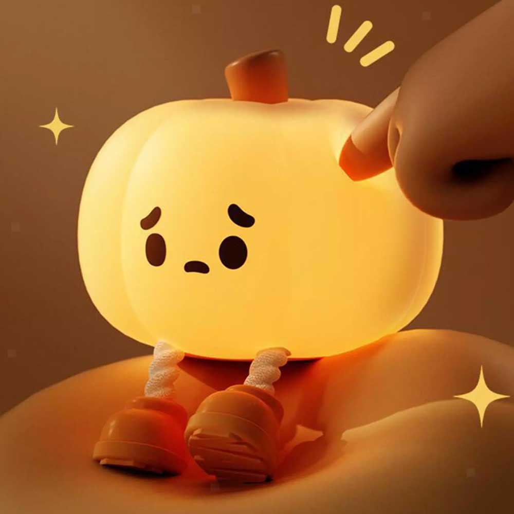 Pumpkin Night Light for Kids 30Min Timer Control, Silicone Touch Bedroom Baby