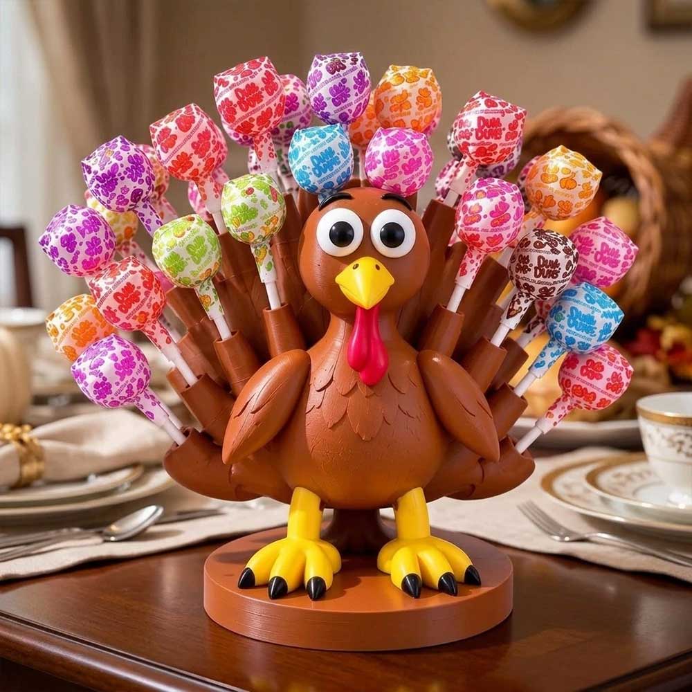 3D Turkey Lollipop Holder – Thanksgiving Candy Display Stand for Holiday Decor